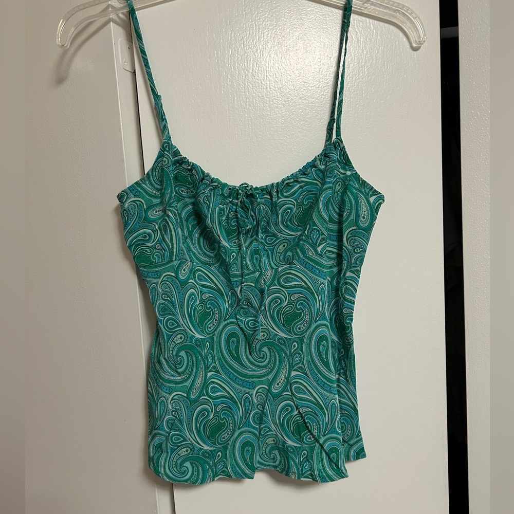 Green paisley tank top